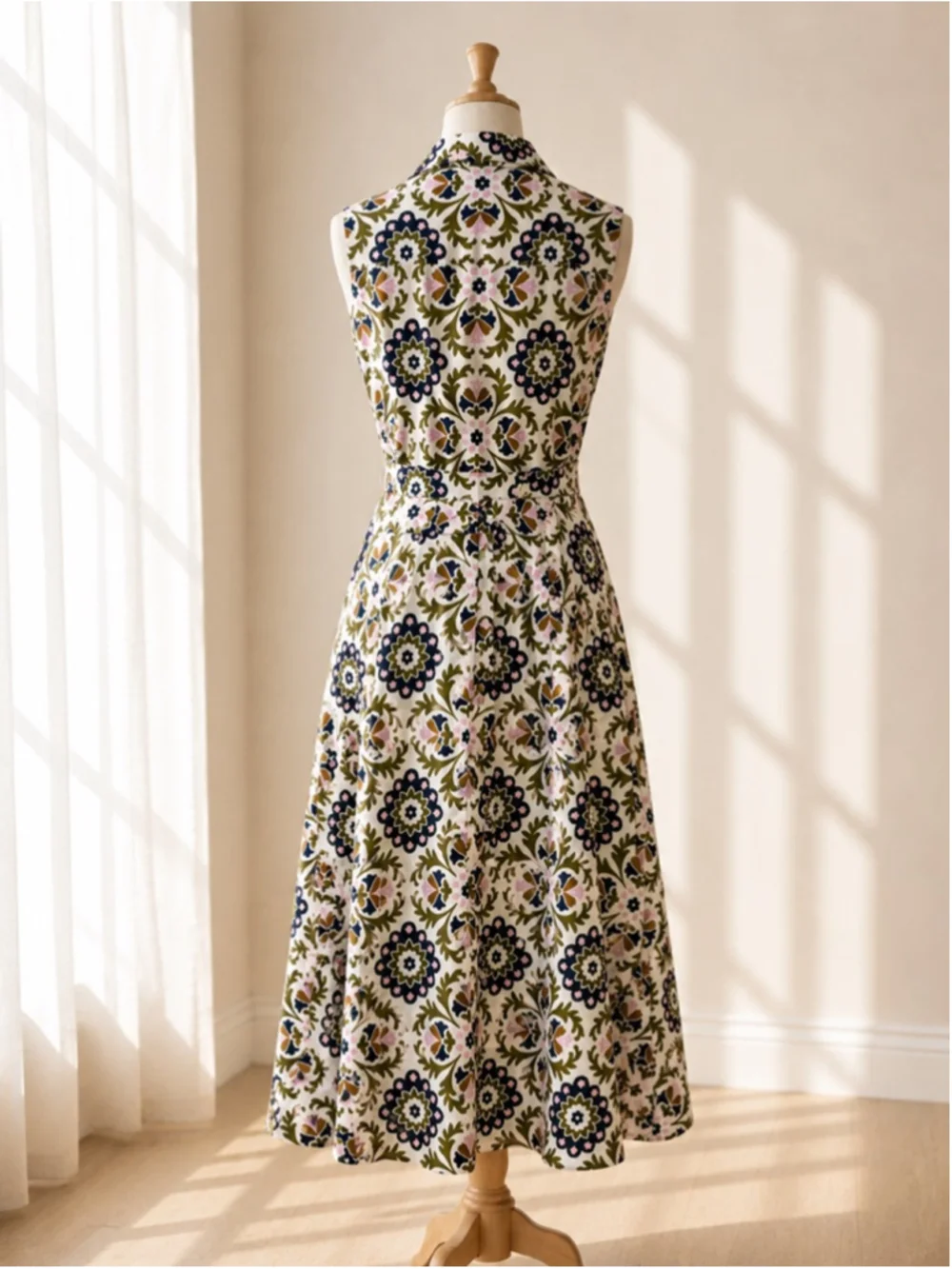 Boden Riviera Sleeveless Shirt Dress Medallion Floral Print Midi 0P NWT